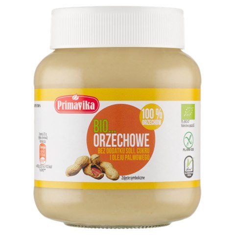 KREM Z ORZESZKÓW ZIEMNYCH PRAŻONYCH 100 % BEZGLUTENOWY BIO 360 g - PRIMAVIKA