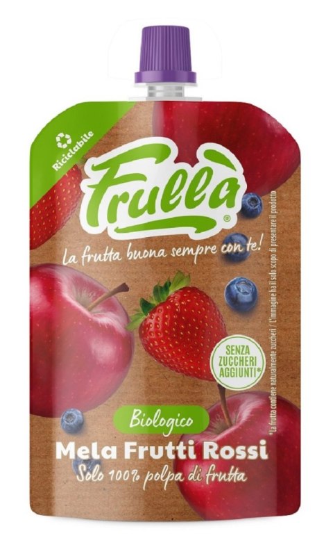 MUS JABŁKO - CZERWONE OWOCE BEZ DODATKU CUKRÓW BIO 100 g - FRULLA