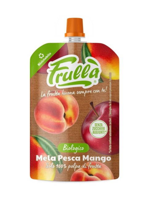 MUS JABŁKO - MANGO - BRZOSKWINIA BEZ DODATKU CUKRÓW BIO 100 g - FRULLA
