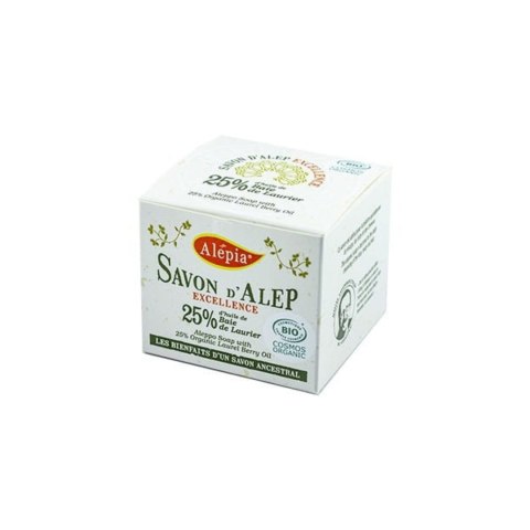 MYDŁO Z ALEPPO W KOSTCE OLIWKOWE Z OLEJEM LAUROWYM 25 % ECO 190 g - ALEPIA