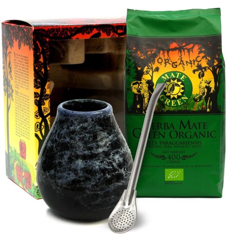 ZESTAW (YERBA MATE BIO 400 g, MATERO (LOSOWY WZÓR), BOMBILLA) - YERBA MATE GREEN ORGANIC