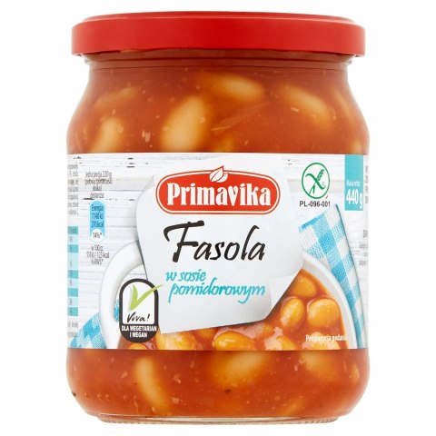 FASOLA W SOSIE POMIDOROWYM BEZGLUTENOWA 440 g - PRIMAVIKA