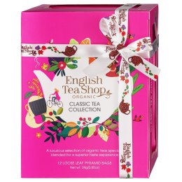 KOLEKCJA HERBAT I HERBATEK KLASYCZNYCH BIO PIRAMIDKI (CLASSIC RÓŻOWE - 12 SMAKÓW) (12 x 2 g) 24 g - ENGLISH TEA SHOP ORGANIC
