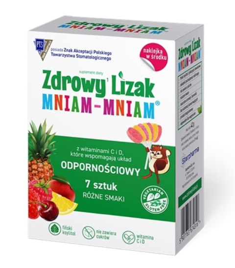 LIZAKI MIX SMAKÓW NA ODPORNOŚĆ BEZ CUKRU BEZGLUTENOWY (7 szt.) 42 g - ZDROWY LIZAK (MNIAM MNIAM)