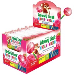 LIZAK KULKA O SMAKU MALINOWYM Z WITAMINĄ D I C BEZ CUKRU BEZGLUTENOWY 6 g - ZDROWY LIZAK (MNIAM MNIAM)