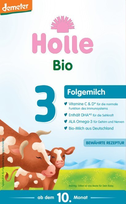 MLEKO KROWIE 3 NASTĘPNE DLA NIEMOWLĄT PO 6 MIESIĄCU DEMETER BIO 600 g - HOLLE