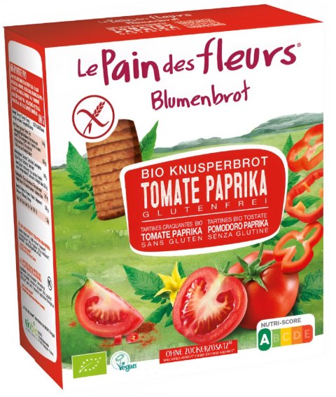 PIECZYWO CHRUPKIE POMIDOROWO - PAPRYKOWE BEZGLUTENOWE BIO 150 g - LE PAIN DES FLEURS