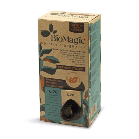 FARBA DO WŁOSÓW POPIELATO PERŁOWY CIEMNY BLOND (6.28) 170 ml - BIOMAGIC