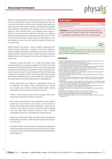 WITAMINA D3 25 µg (1000 j.m) FORTE 100 KAPSUŁEK - PHYSALIS