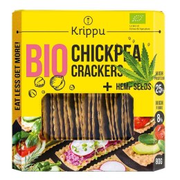 KRAKERSY PROTEINOWE Z CIECIERZYCY Z NASIONAMI KONOPI BIO 80 g - KRIPPU